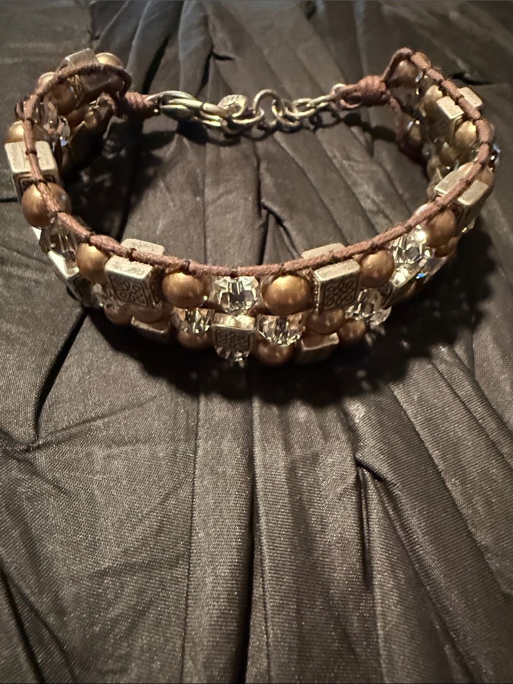 Brighton Brown and Gold Crystal Beaded Bracelet